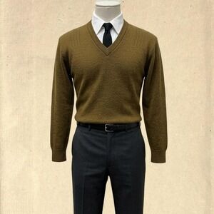 TRUE VINTAGE 1950s Warm Tobacco Brown 100% Wool Sweater - s/m